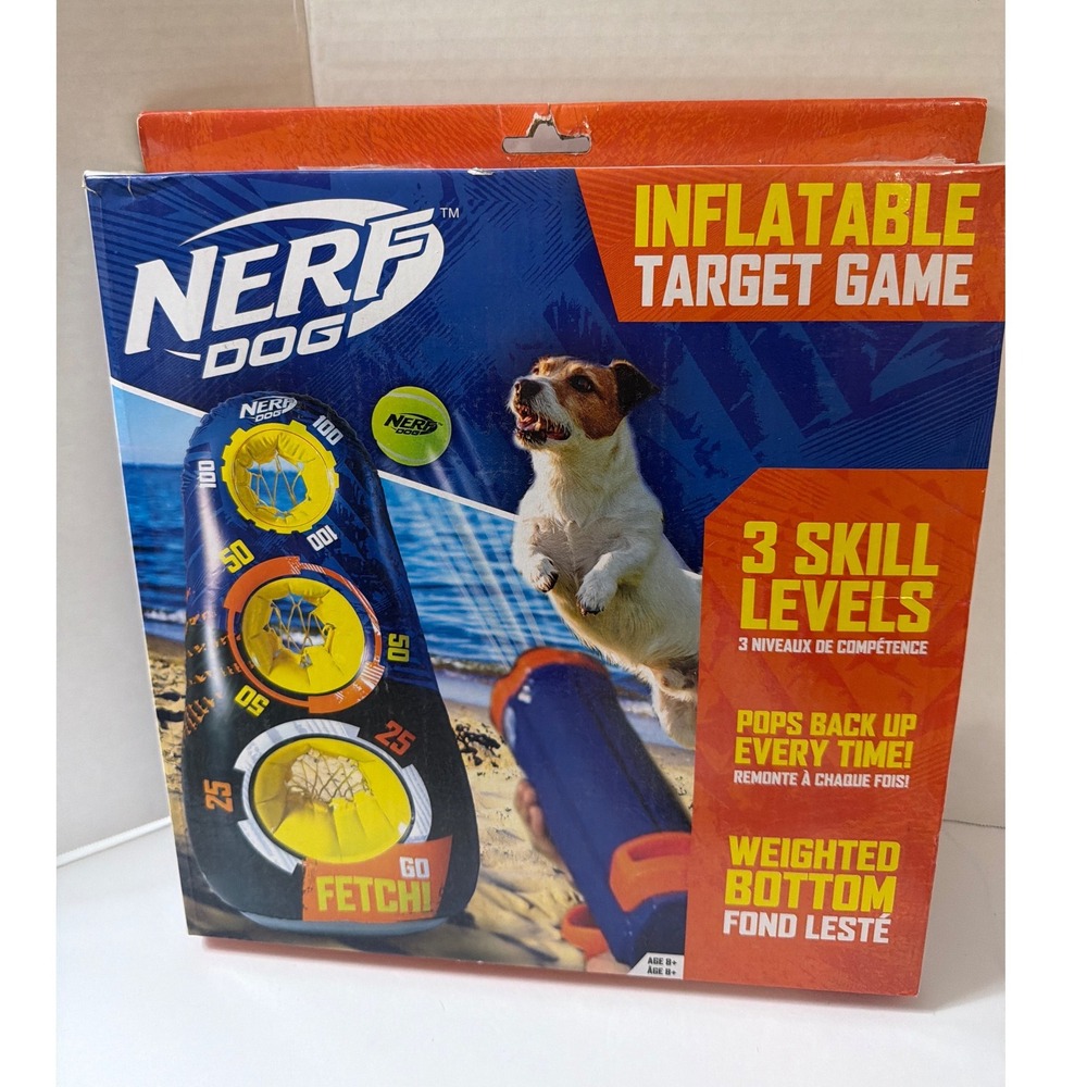 Nerf Dog Inflatable Target‎ Game Weighted Pop Up Fetch Toy Blue Orange NEW